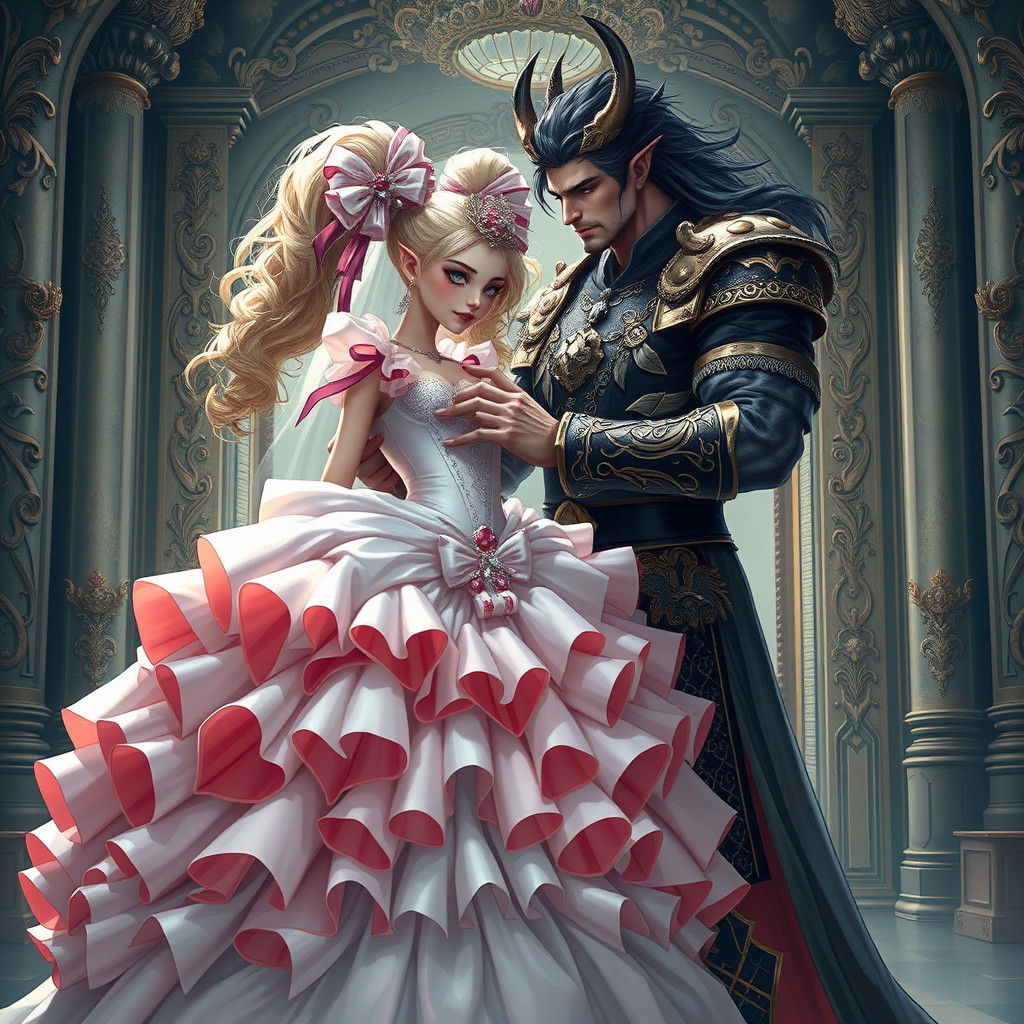 Demon King's Tender Wedding Gesture in Manga Style