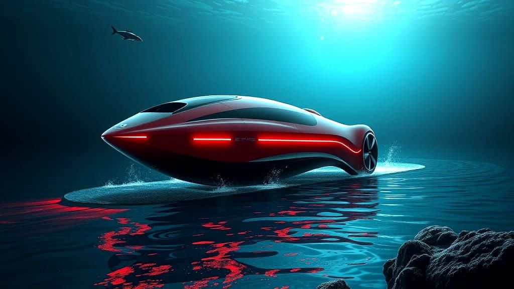 Retro-Futuristic Ferrari Submarine Concept