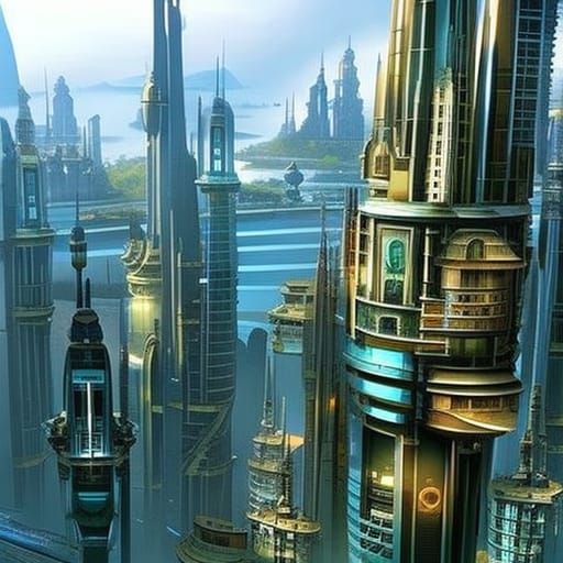 Golden Ratio Cityscape in Detailed Digital Style