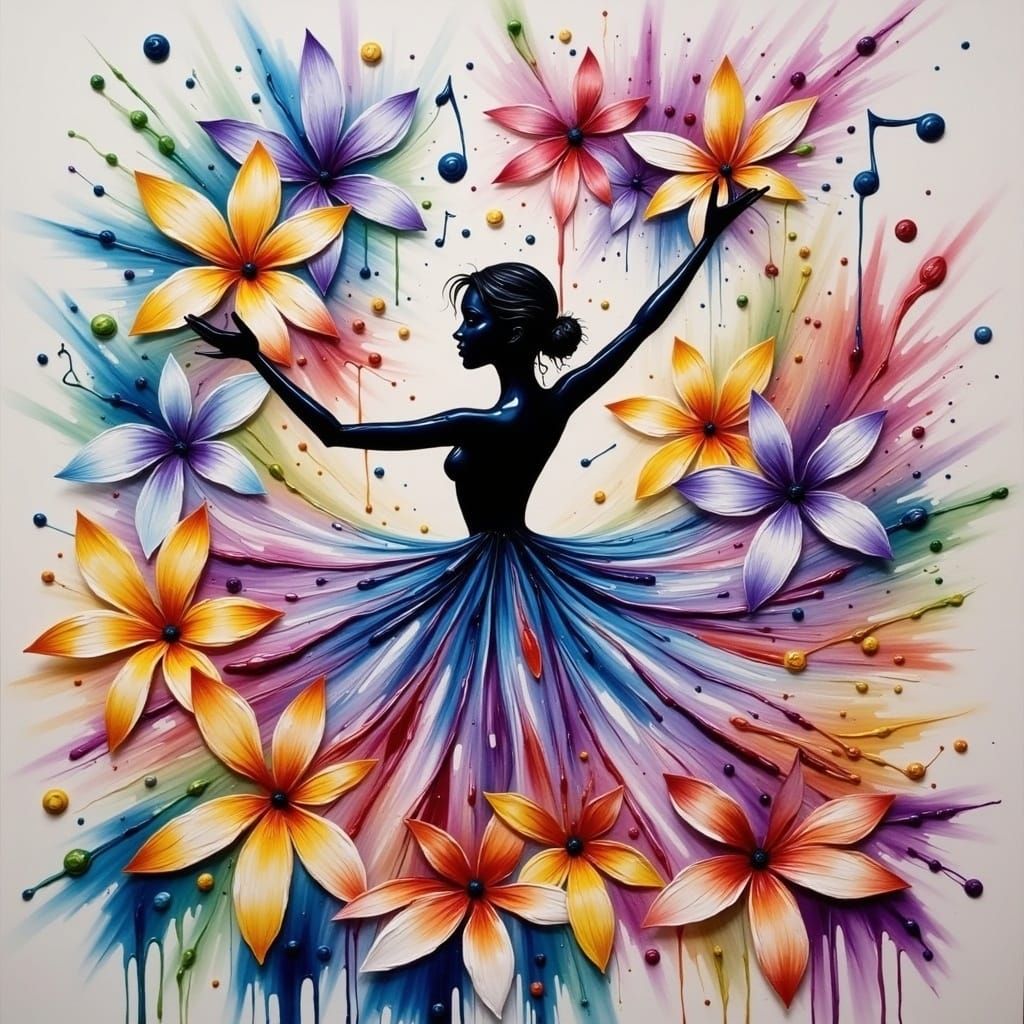 <lora:TexturedFlux:1.0> Large bold flowers swirling vibrant ...