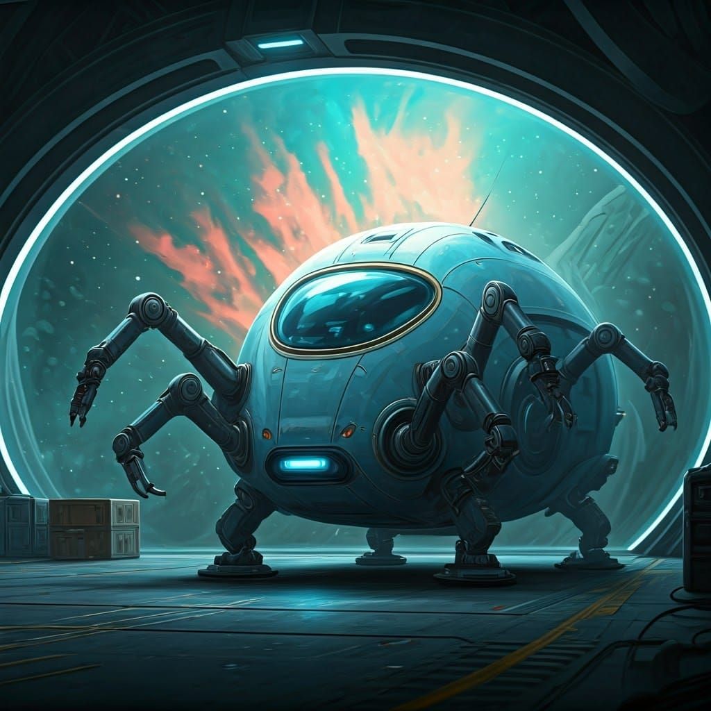 Futuristic Spaceport Vehicle with Articulated Arms