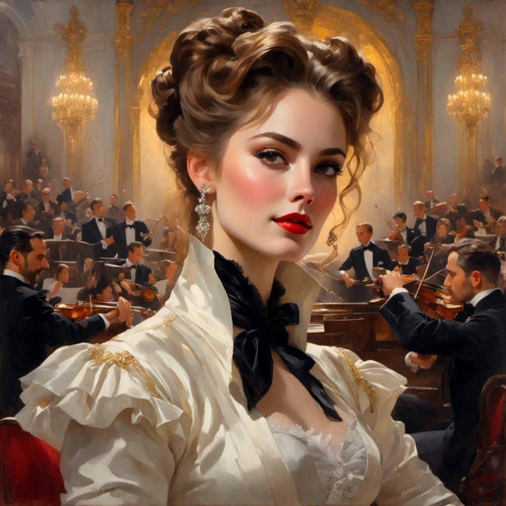 Beautiful Female Conductor Portrait in Opera Setting