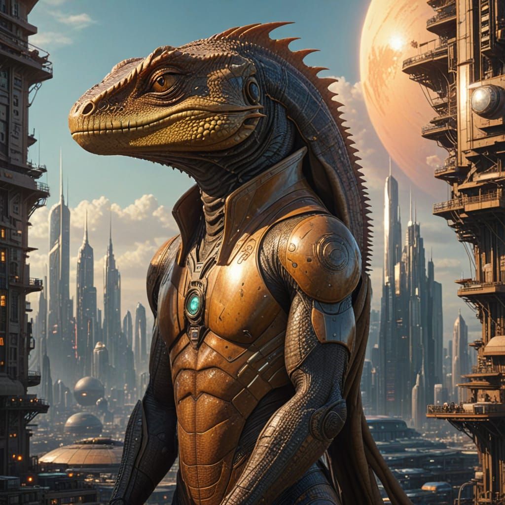 Reptilian Rulers Reign Over Futuristic Alien City