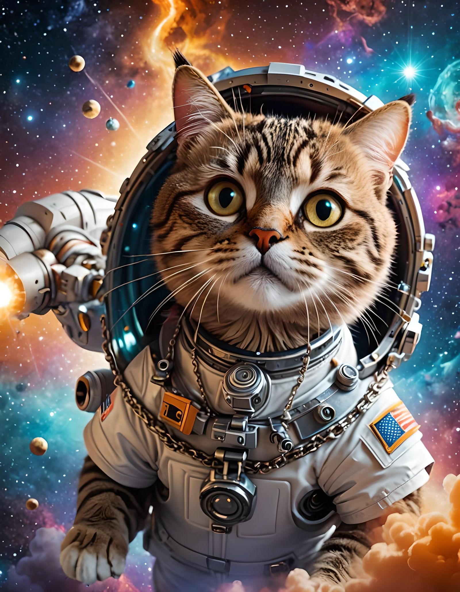 Cat Astronaut in Spaceship: 3D Digital Art