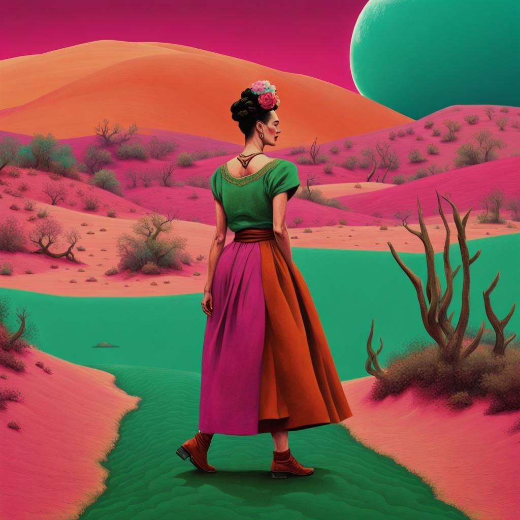 Surreal Figure in Alien Landscape