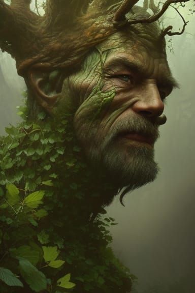 Heroic Treefolk Portrait in Hyperdetailed Matte Style