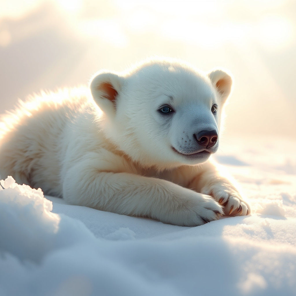 Polar Bear Cub in Divine Sunshine