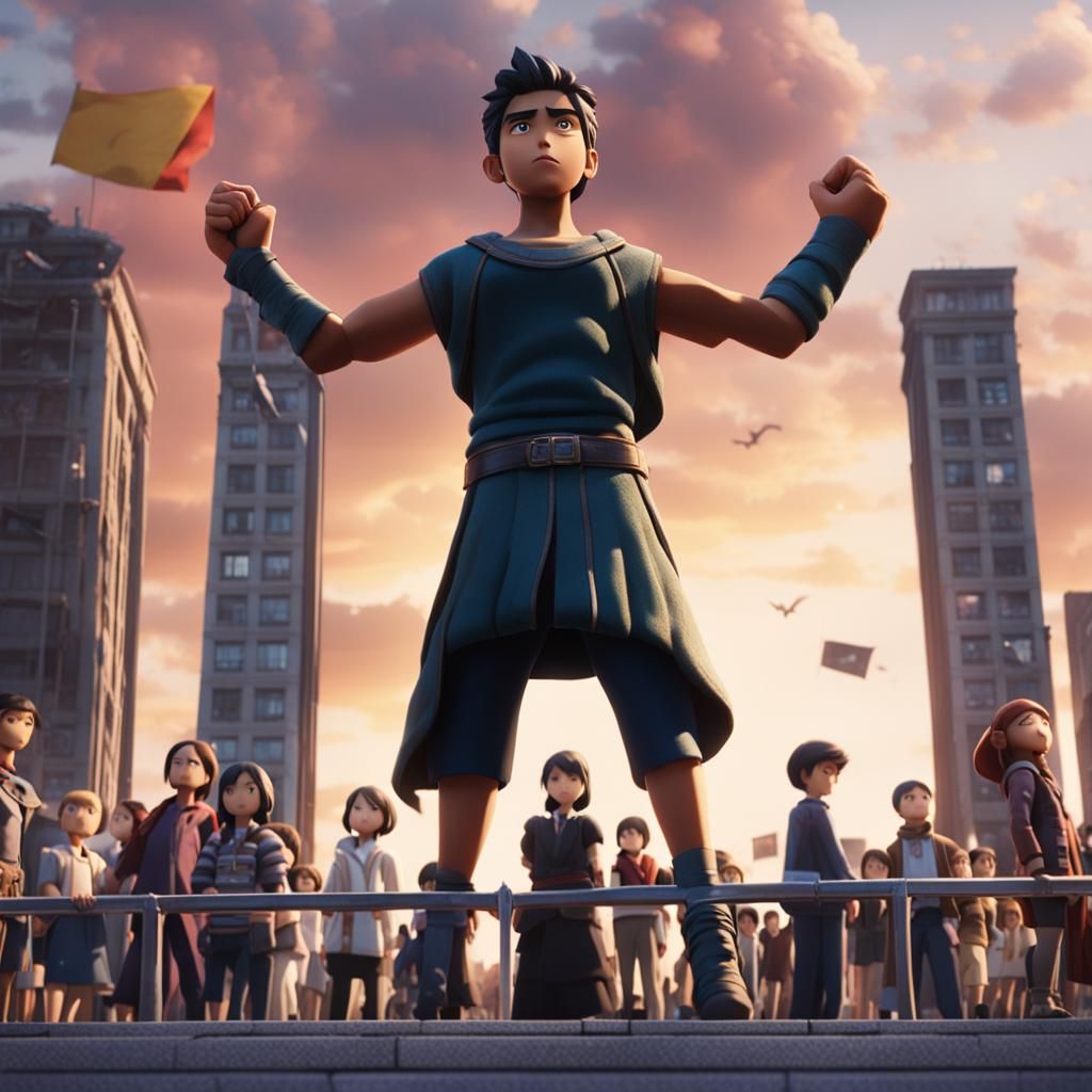 Justice Figure with Scales in Anime Style