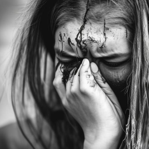 Woman Crying with Tears on Face