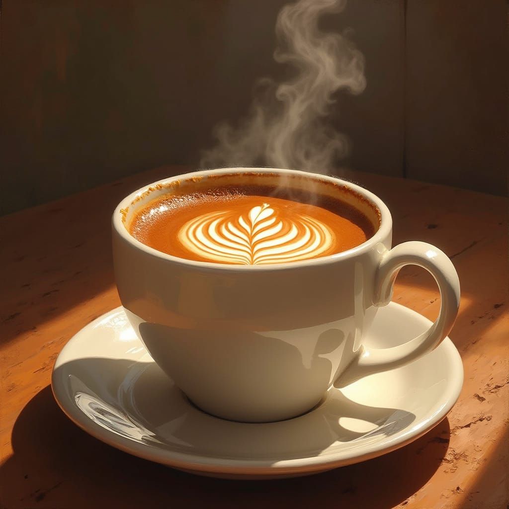 Coffee Cup Art in Style of Ash Thorp