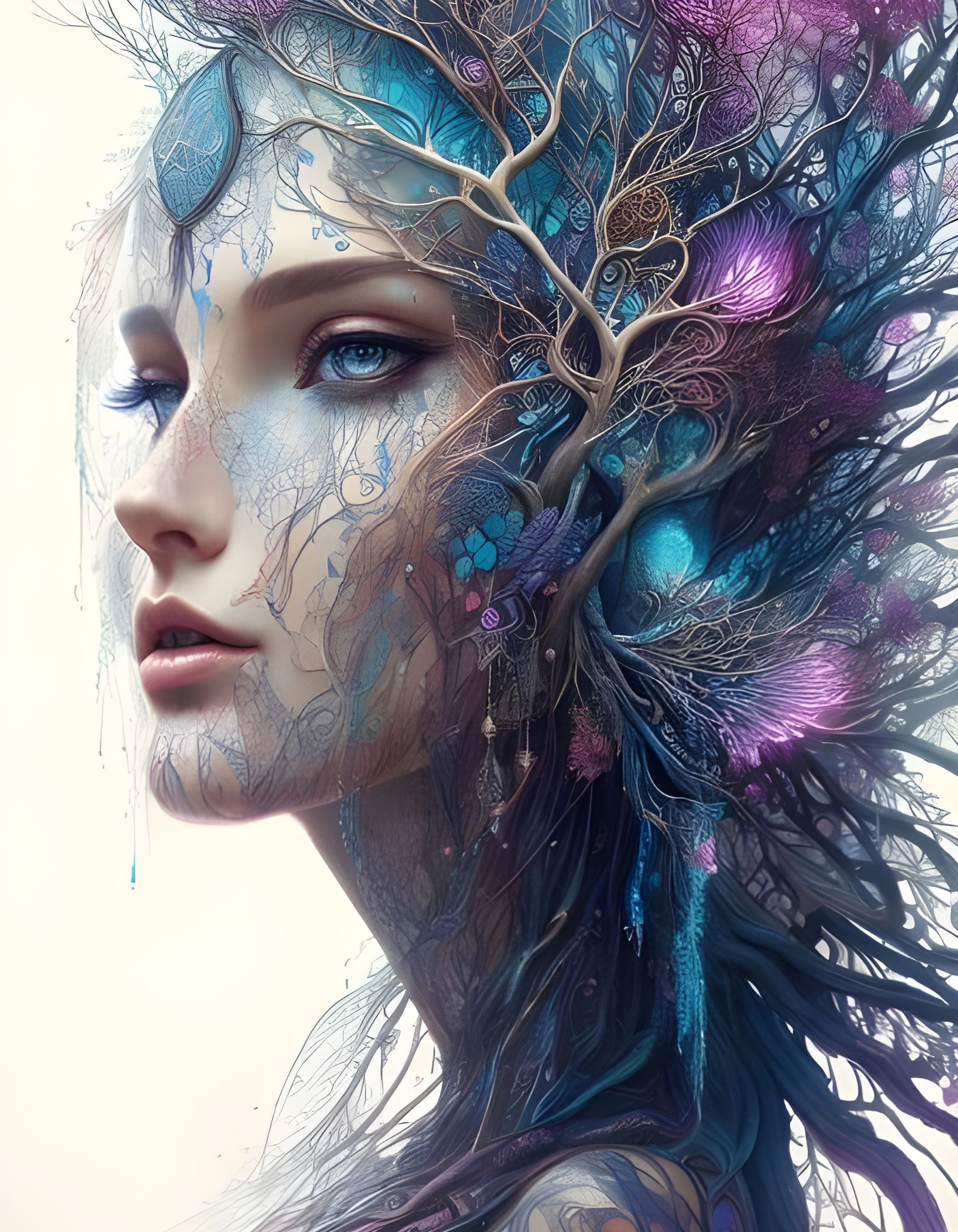 Surreal Dreamscape: Goddess of Nature in Vibrant Detail