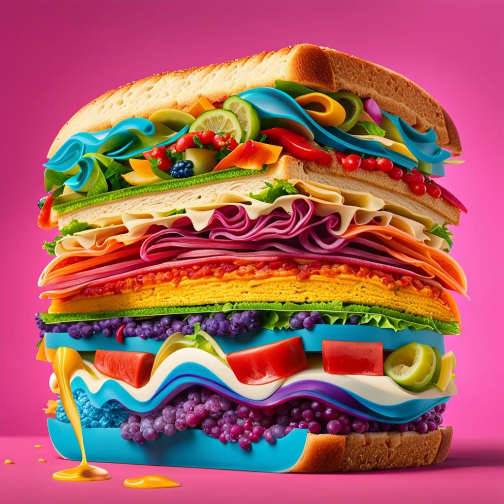 Rainbow Sandwich: Hyperrealistic Food Art