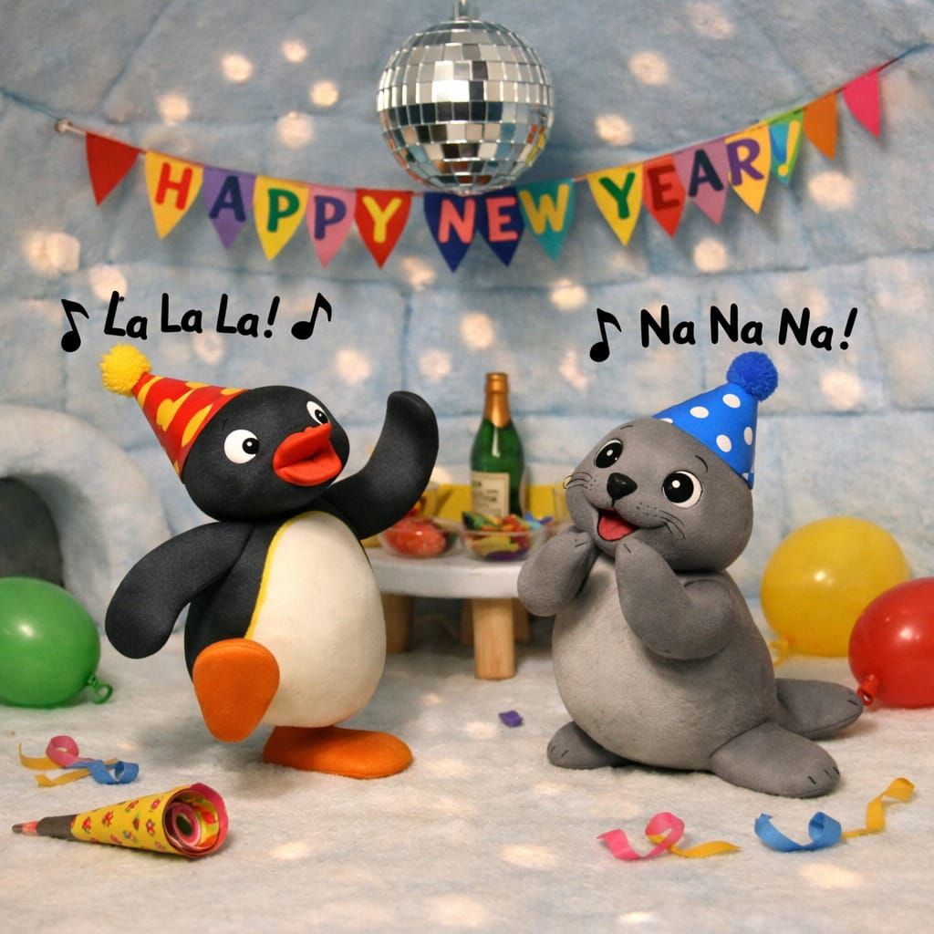 Baby Animals Celebrate New Year's Eve in Claymation Style