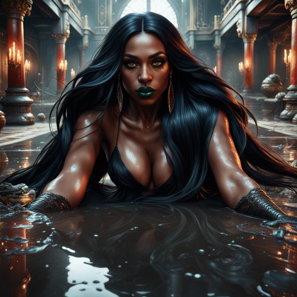 Detailed Matte Painting of a Woman with Long Hair