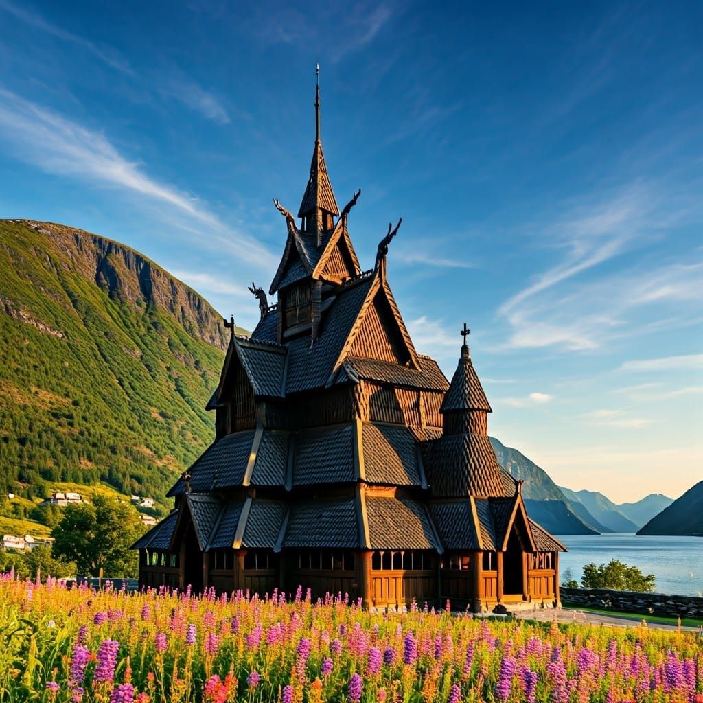 a traditional Norwegian stave church