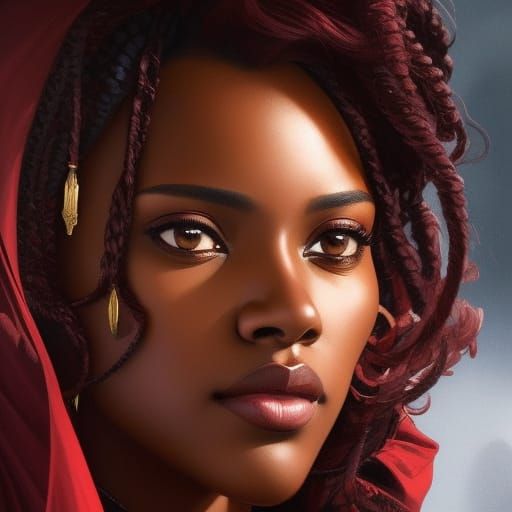 African Disney Princess Portrait in Art Nouveau Style