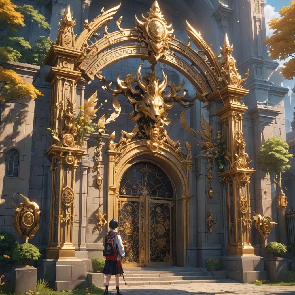 Anime Style Magical School with Mythical Animals