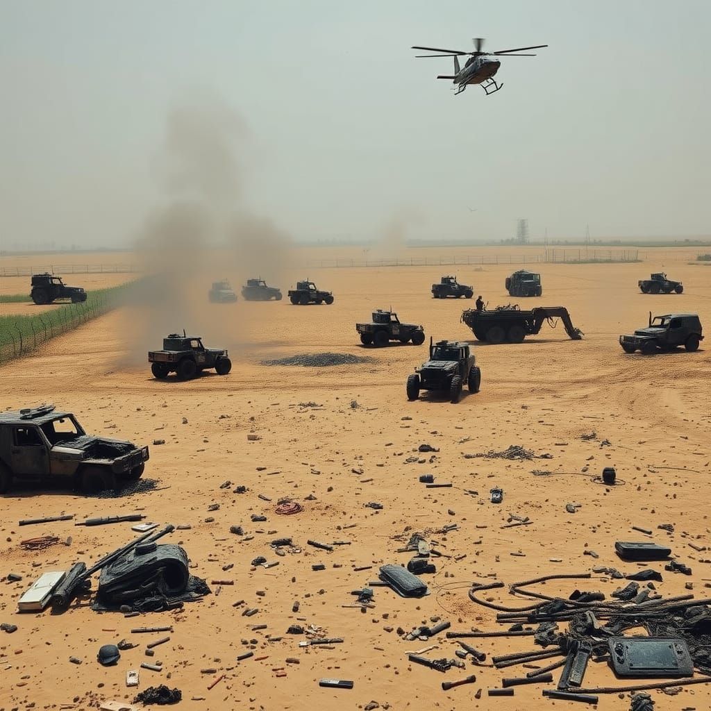 War-Torn Agricultural Field in Ruins