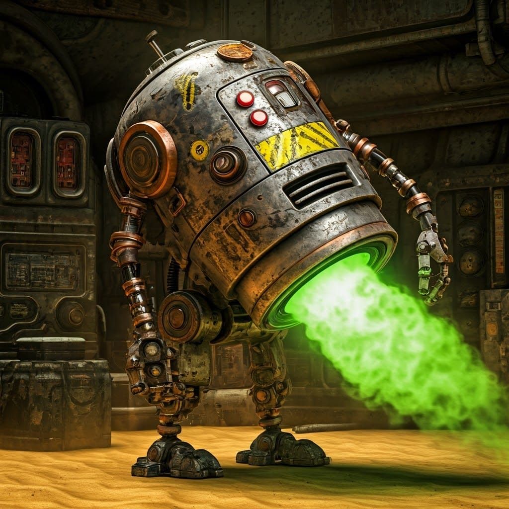 Distressed Robot Struggles with Gas Leak