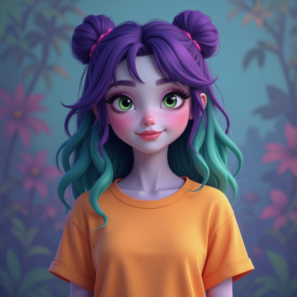 Fantasy Cartoon Girl in Matte Painting Style