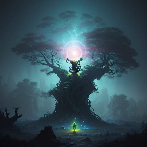 Monkey in Waldo Outfit with Ghost and Ring Near Planet