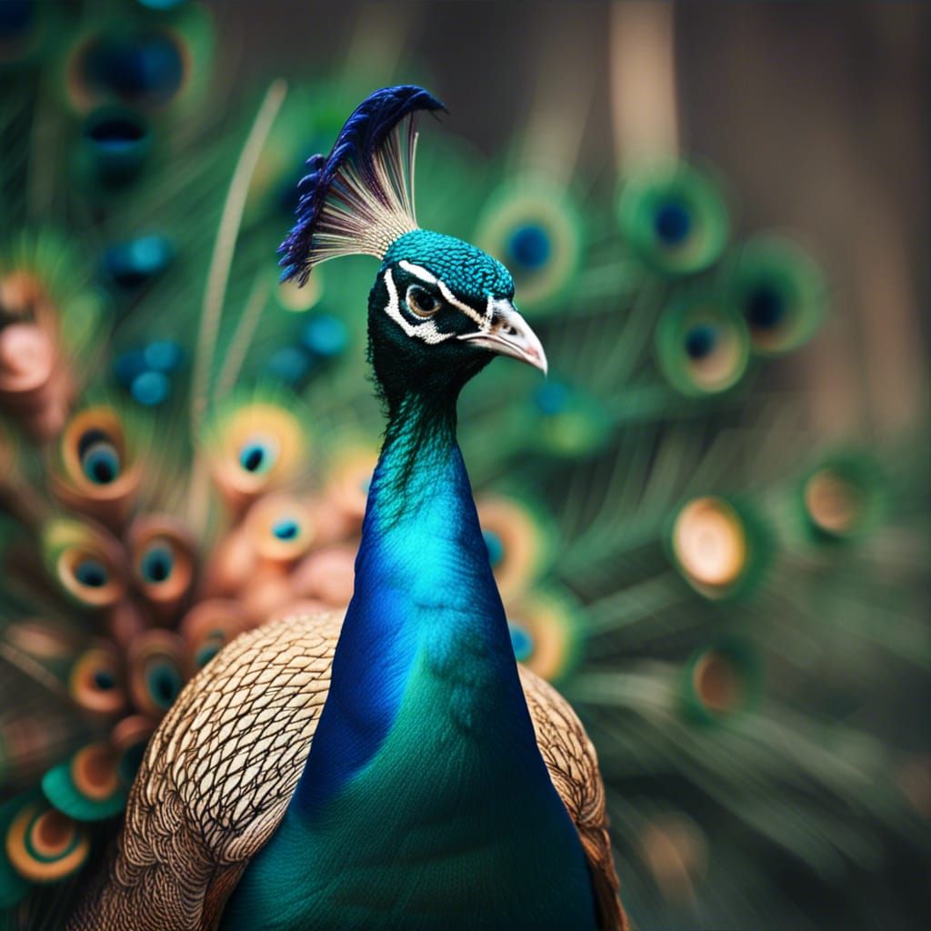 Stunning Peacock Portrait with Bokeh Effect