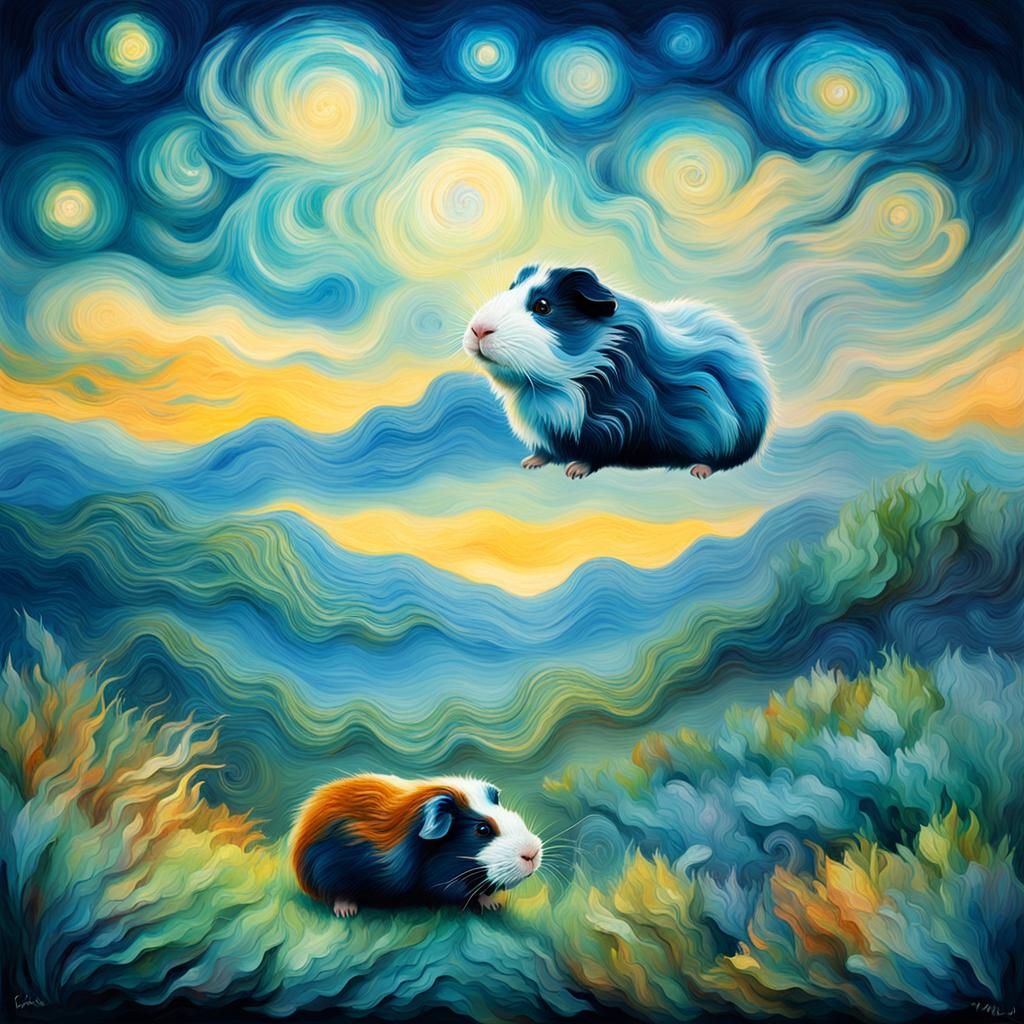Bioluminescent Guinea Pig Under Cloudy Sky