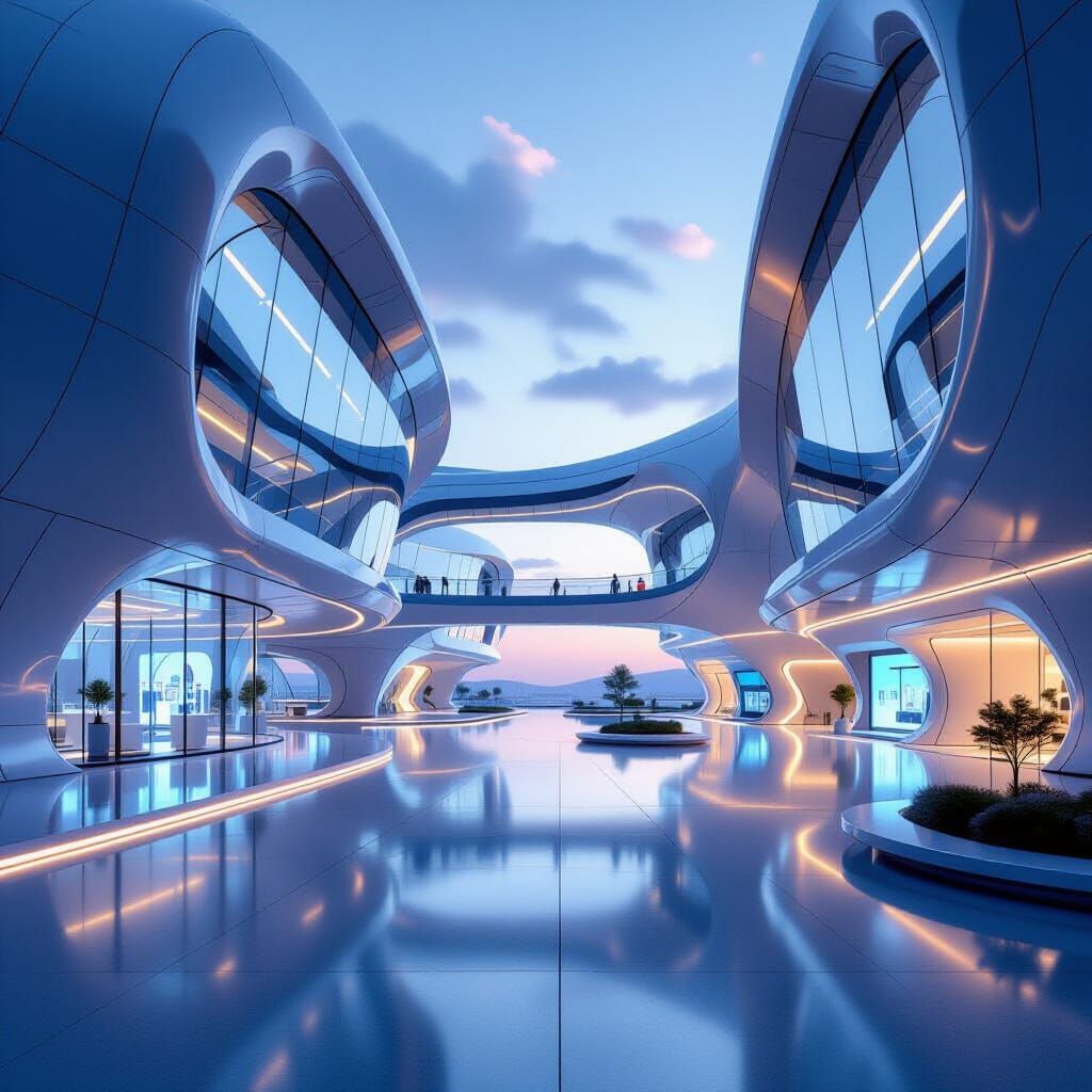 Futuristic Hospital Architecture at Dawn