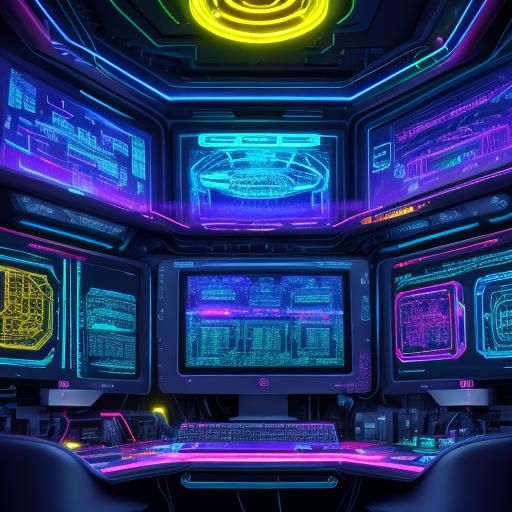 Pokemon 467: Abstract Concept Art in Neon-Lit Chamber