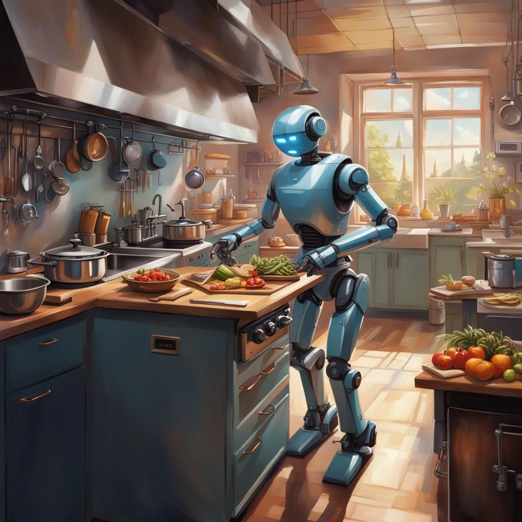 Hyperrealistic Robot Kitchen Concept Art