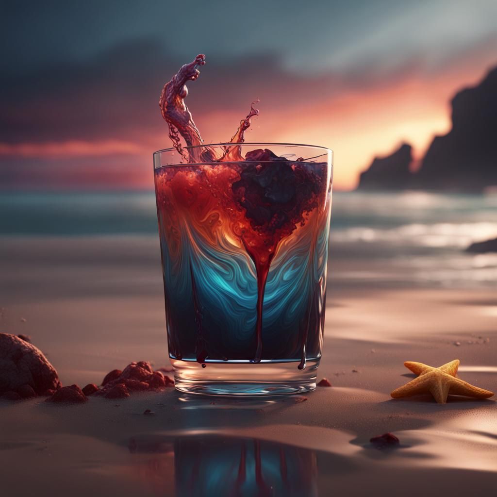 Minimalist Painting of a Sex on the Beach Cocktail