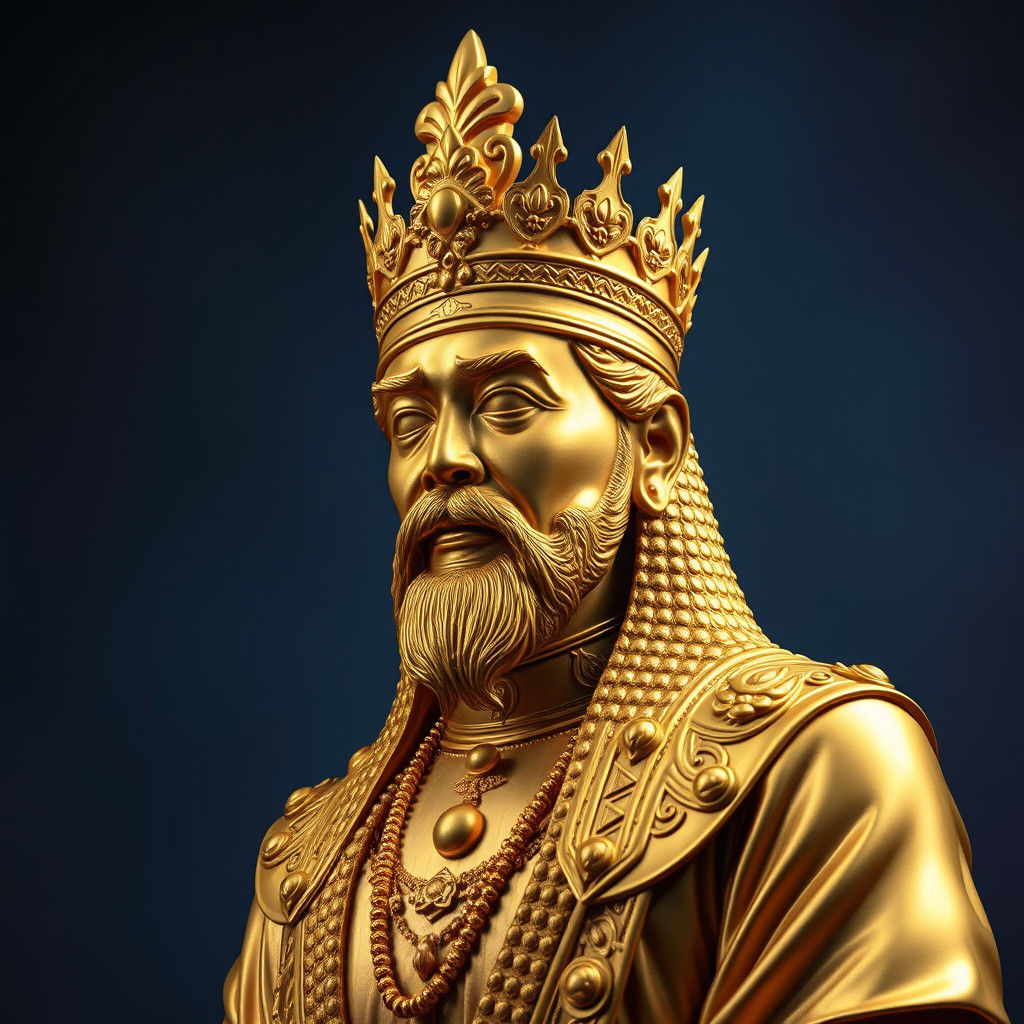 Golden Ivory Statue in High Fantasy Style