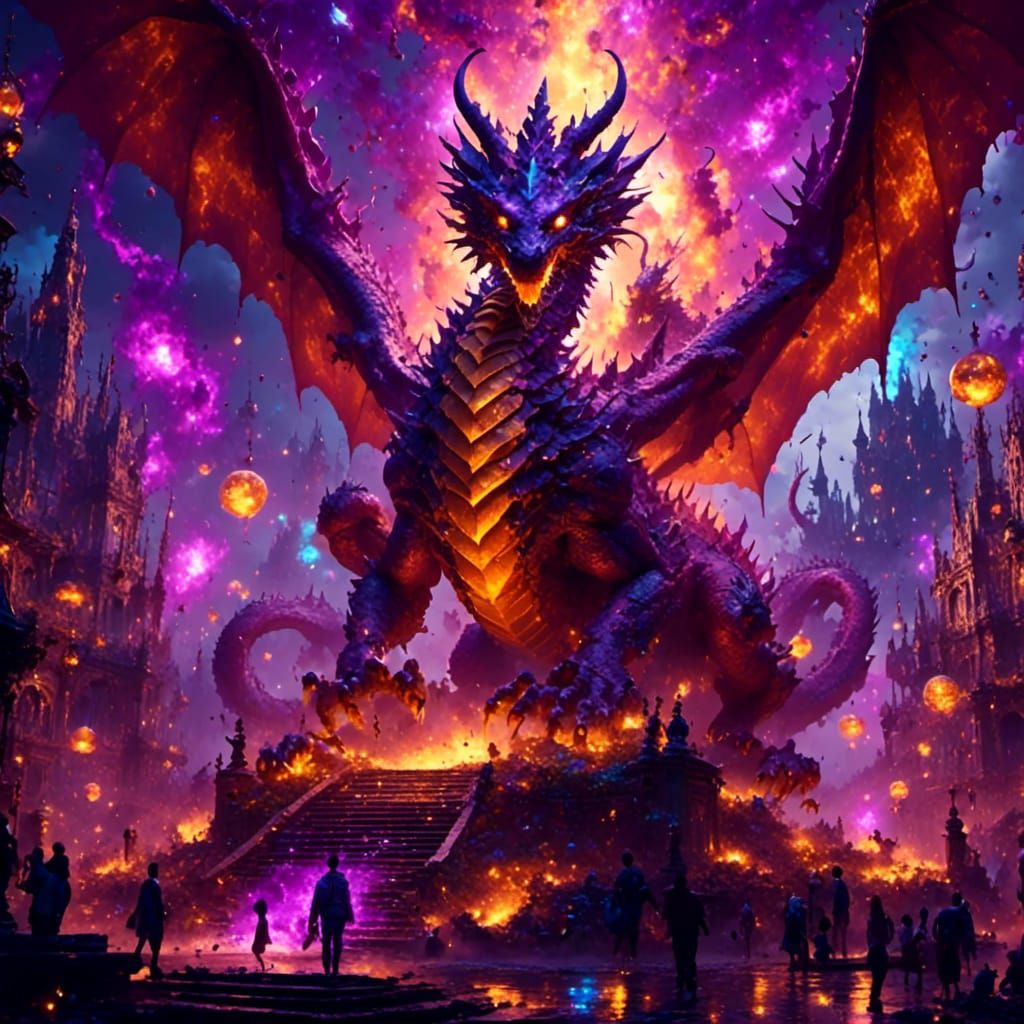 Mighty Dragon God in Dark Fantasy Style