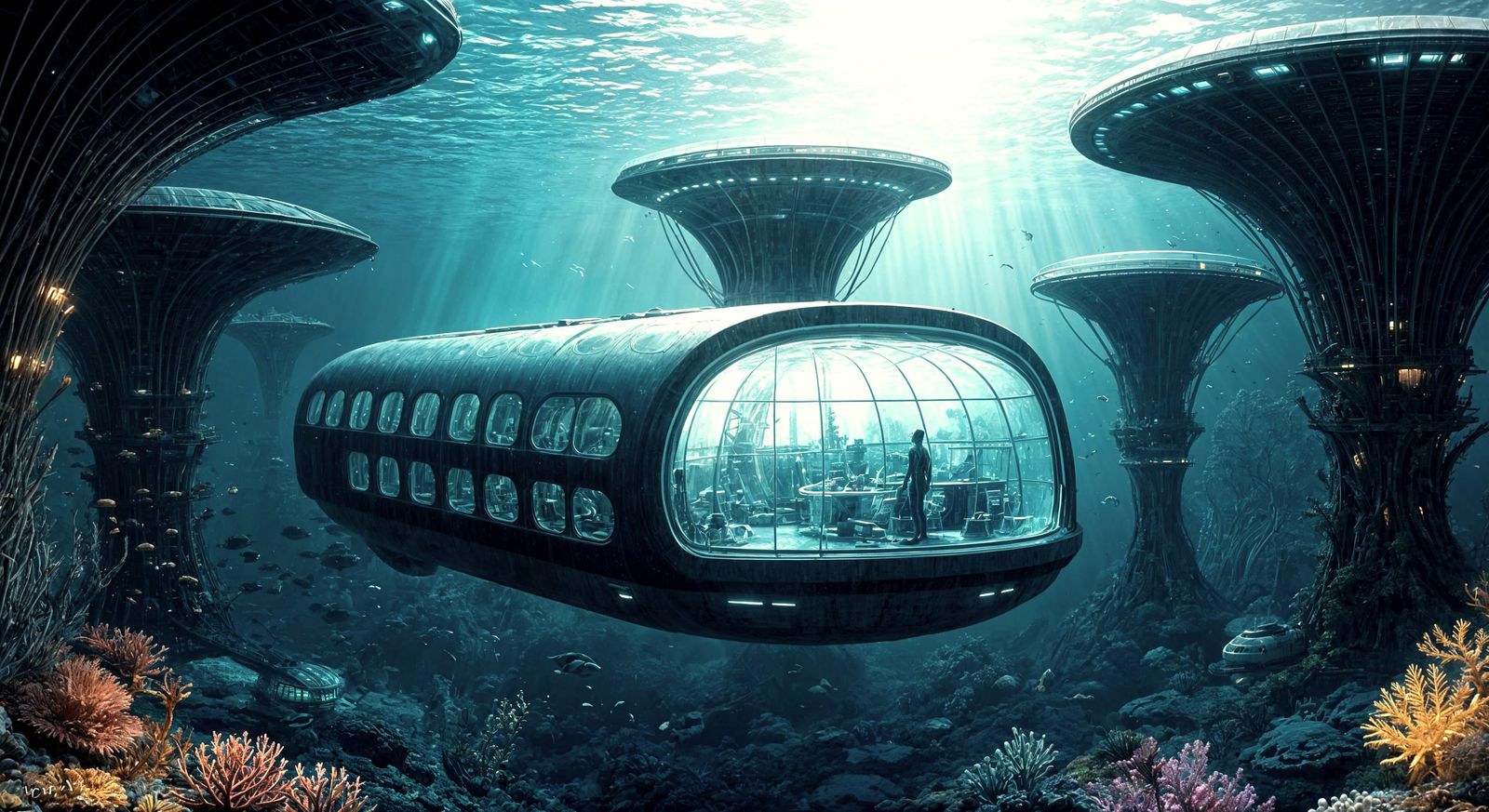 Divers Discovering Extraterrestrial Ocean Habitats in a Futu...