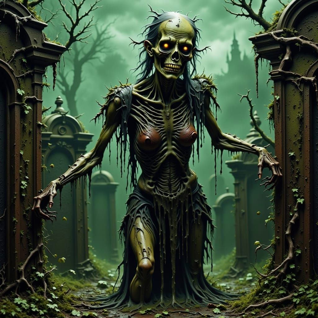 Decaying Creature Crawls Through Forgotten Graveyard