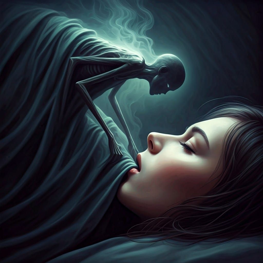 Nightmarish Entity Emerges from Sleeping Person