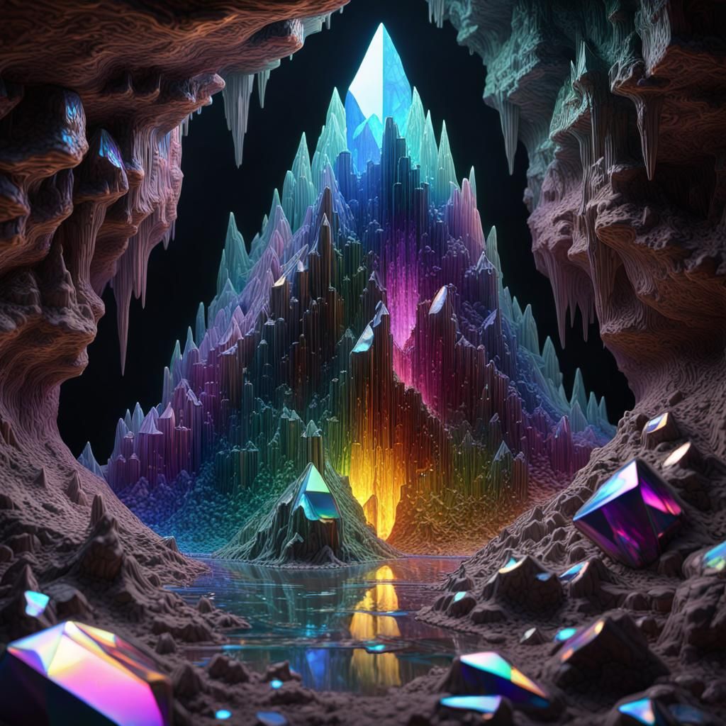 Colorful Bismuth Crystal Cave: A Crystalline Fantasy