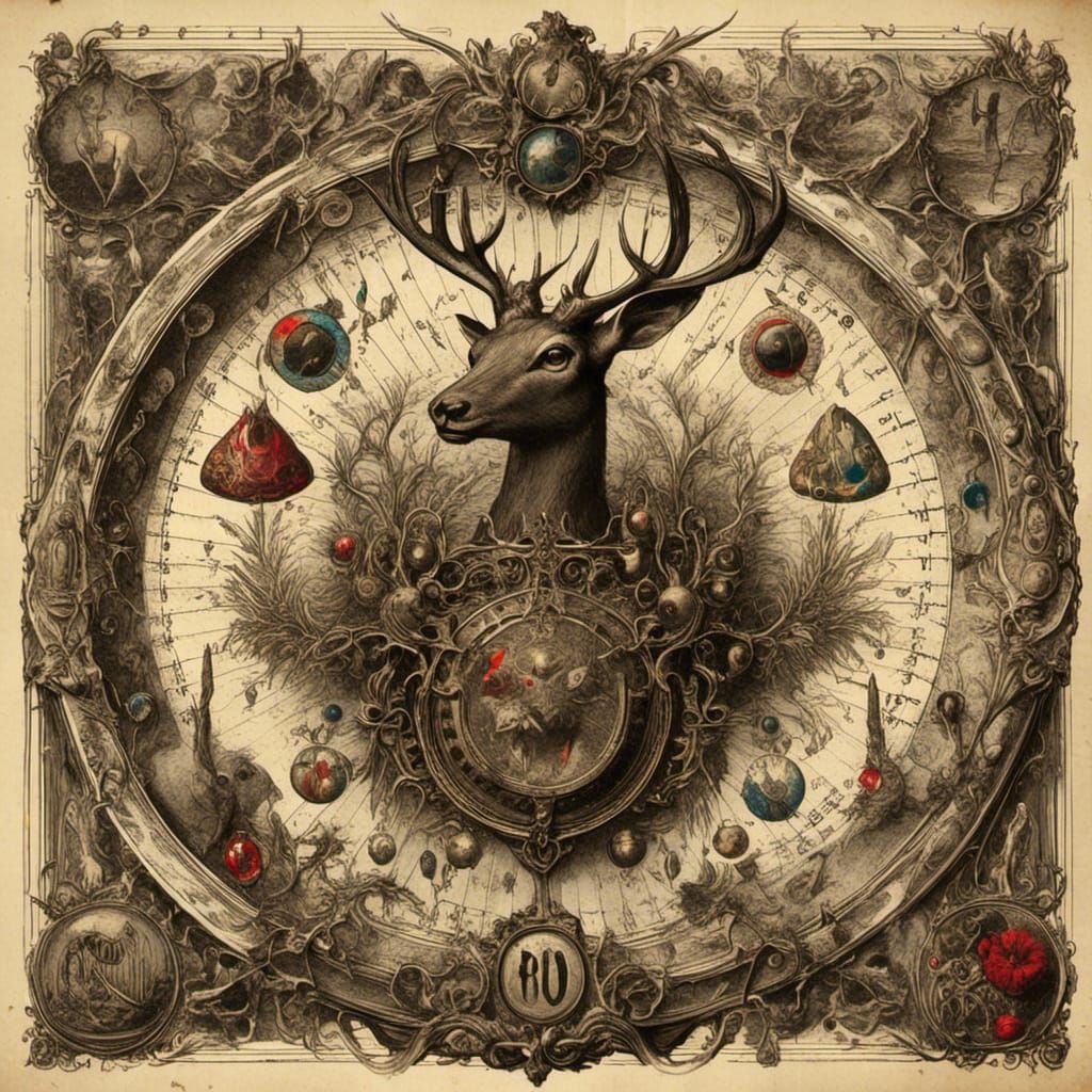 Gothic Wonderland Fauna in Rococo Art Nouveau Style