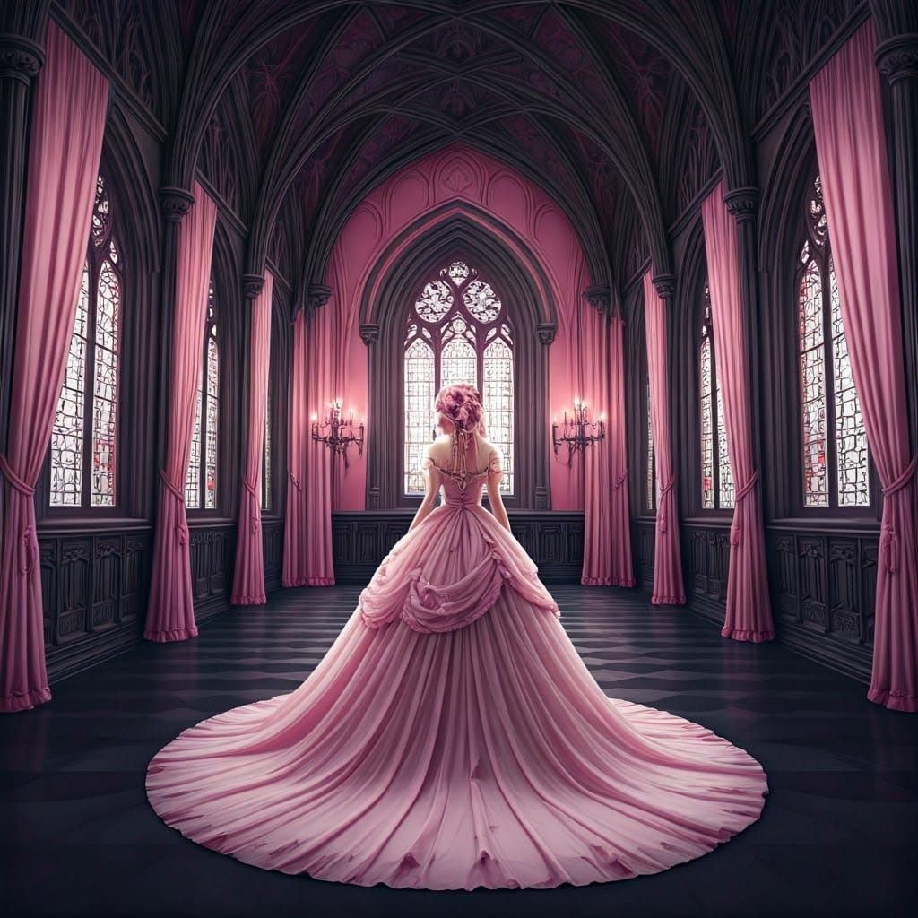 Pastel Goth wedding 
Pink and black gothic castle background