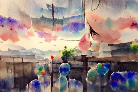Longing in Psychedelic Watercolor Style