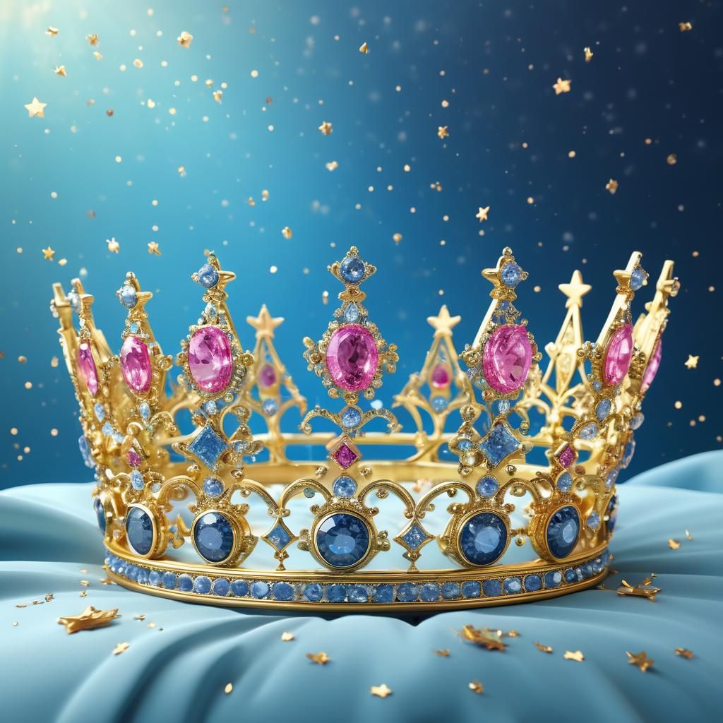 Opulent Golden Crown with Sapphires and Topaz
