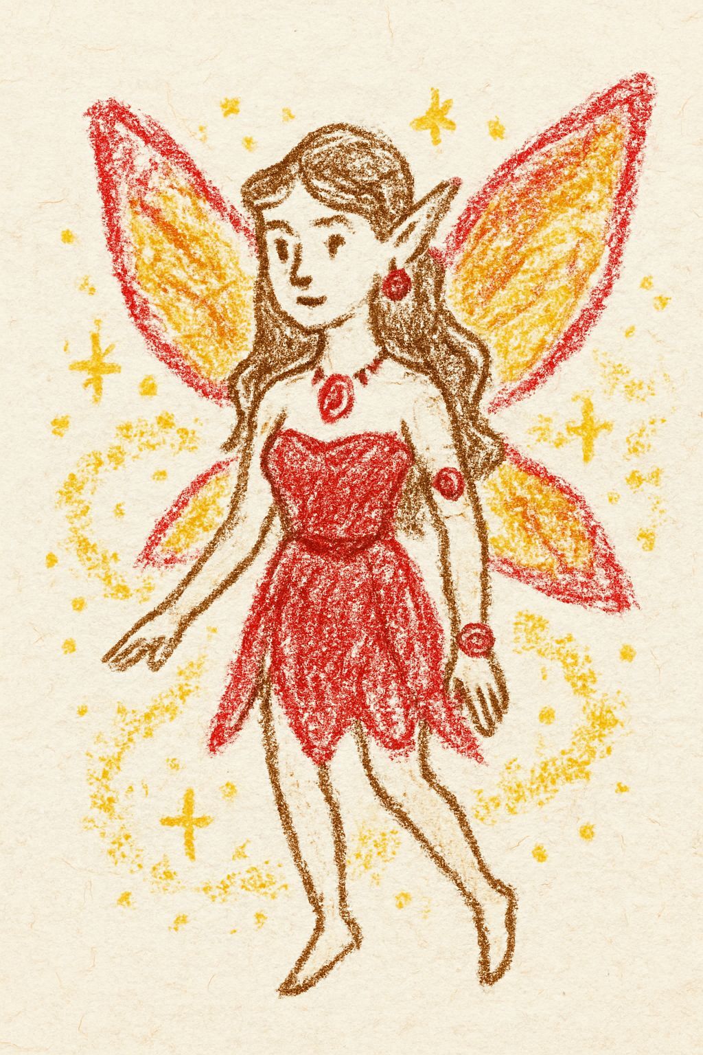 Fairy Adorned with Ruby Jewelry and Gold Dust