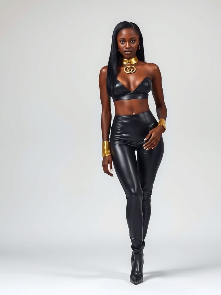 Glamorous Ebony Woman in High-End Fashion