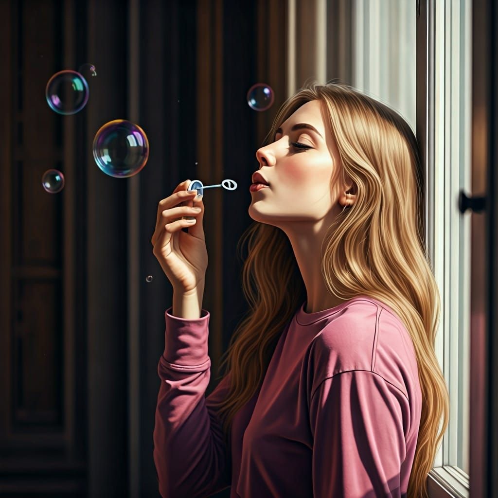 Ethereal Bubbles in the City: A Cinematic Still