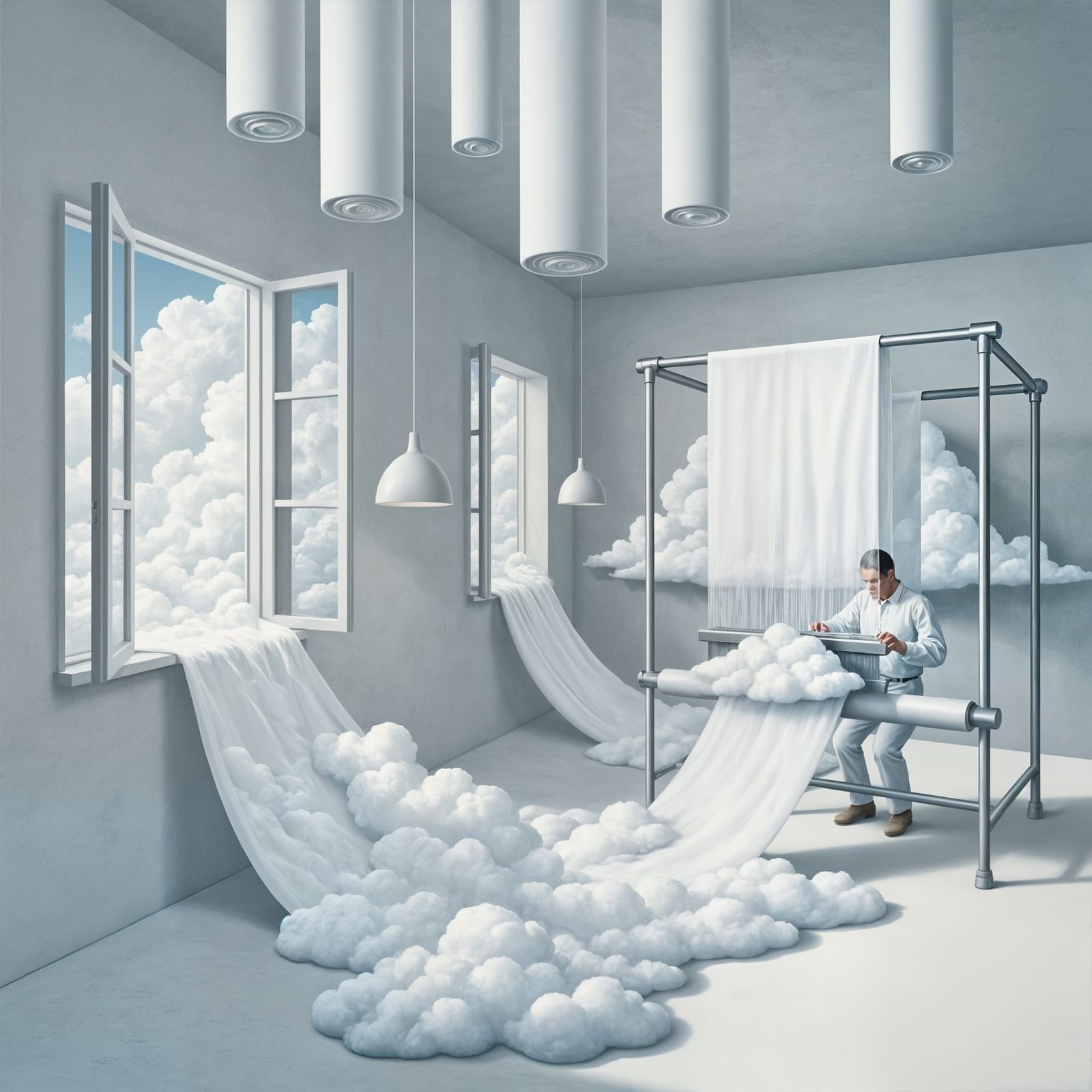 Surrealist Loom of Clouds in Artist's Studio