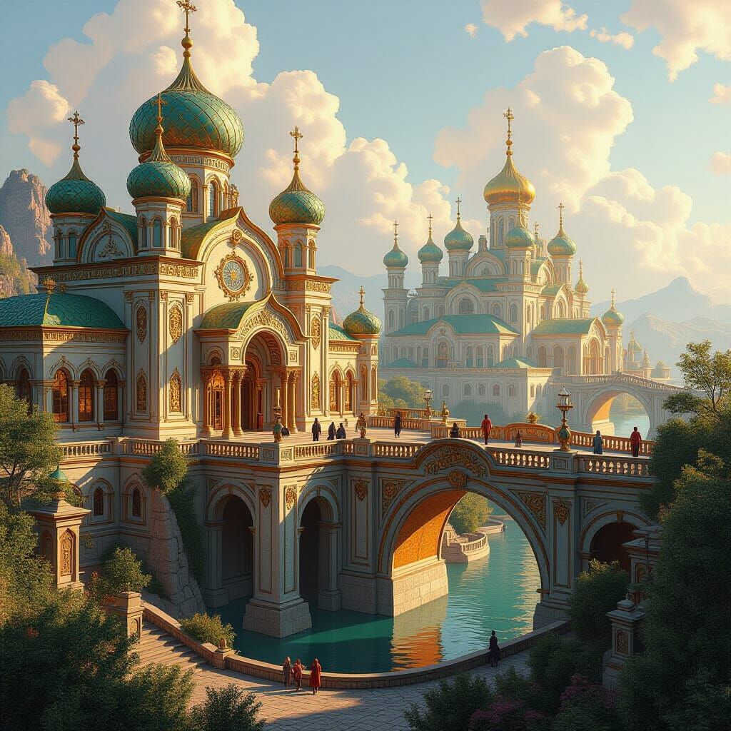 Ornate Baroque Tartarian Cityscape with Sweeping Arches