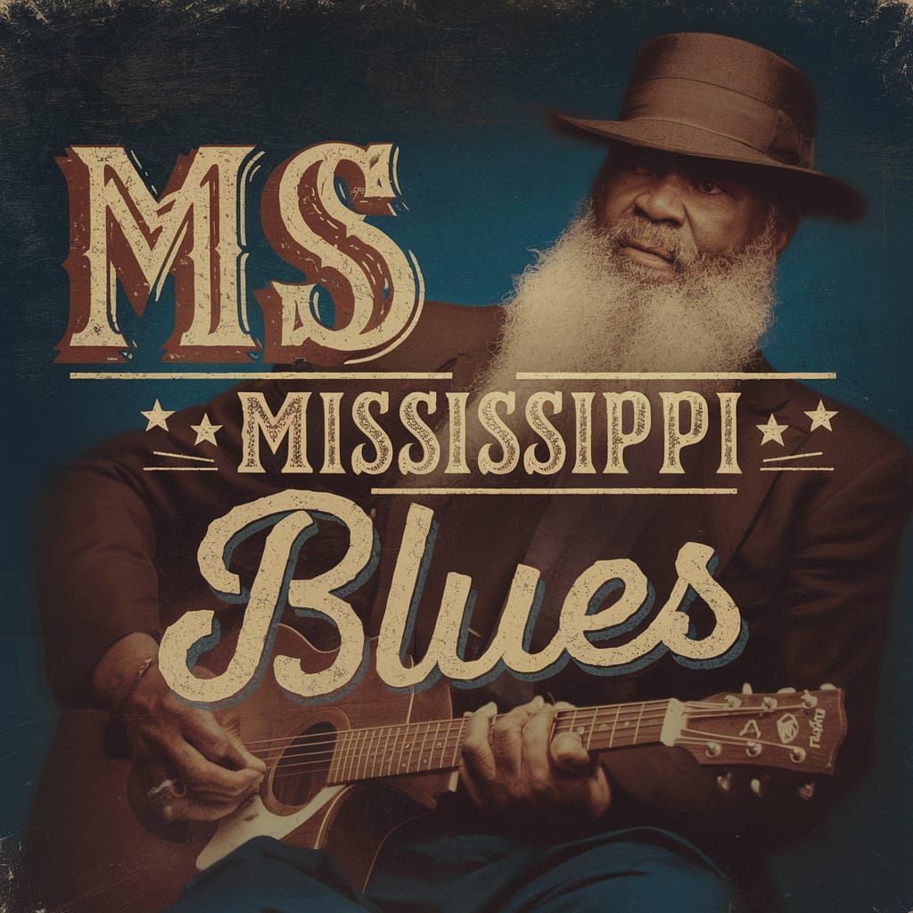 Vintage Blues Album Cover with Mississippi Musician