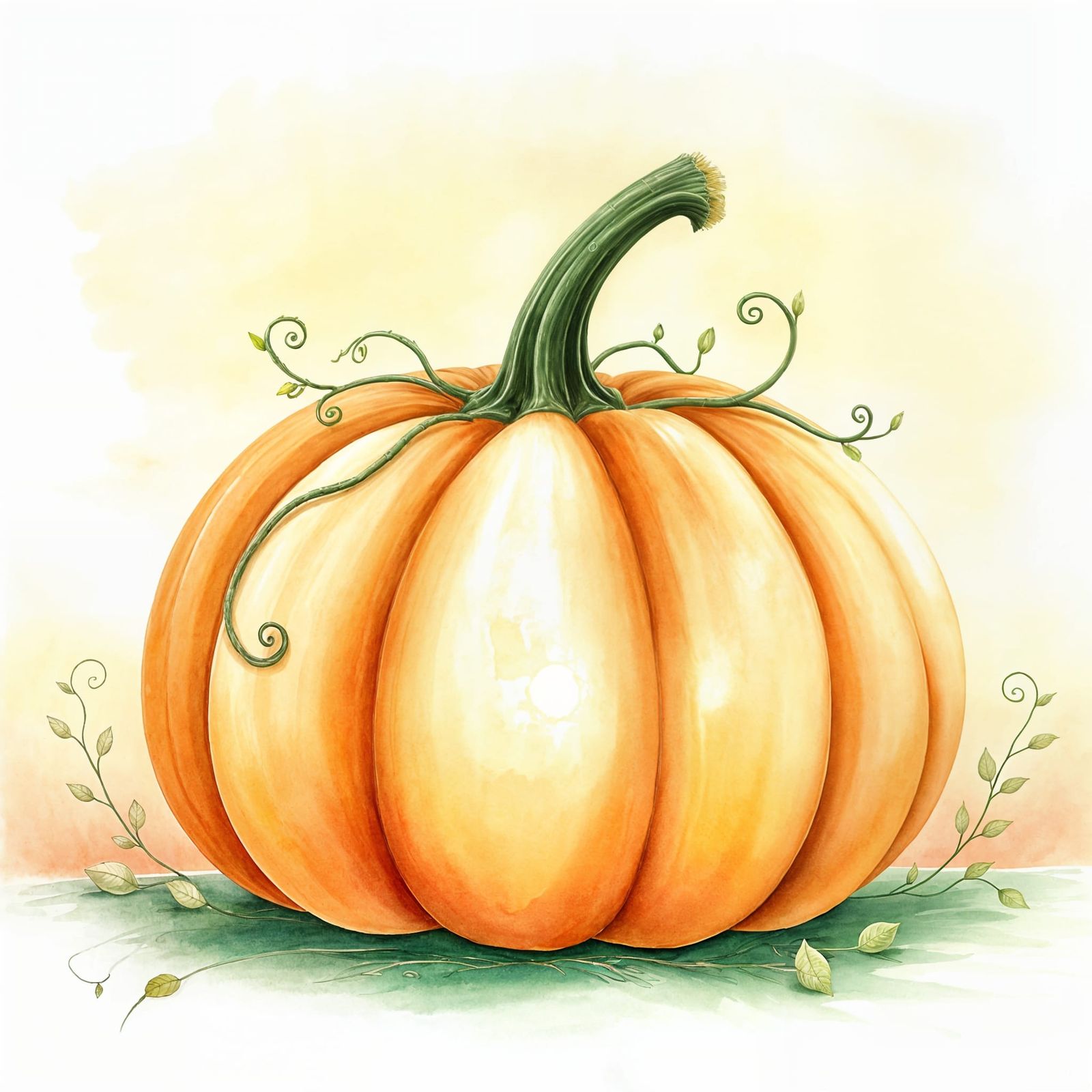 Enchanting Watercolor Pumpkin Scene