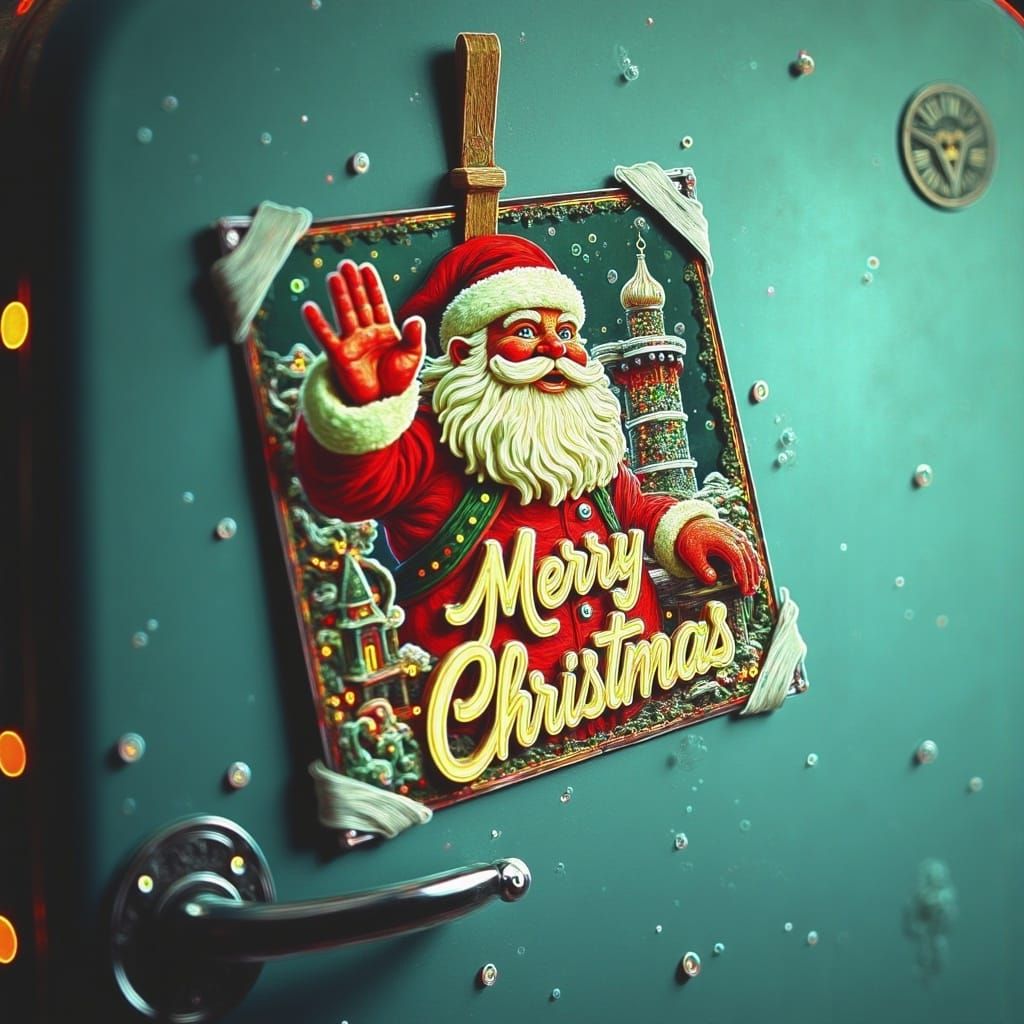 Retro Holiday Magic in Neon Glitch Style