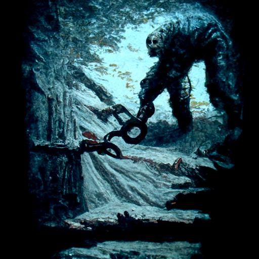 Chainsaw in Rectangles: Horror Art